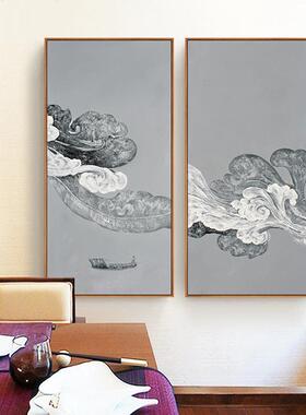 圣仕如意新中式挂画客厅禅意装饰画沙发背景墙三联画厂家直销