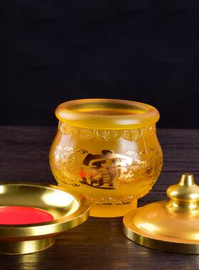 家用包拜神奉神圣水杯材茶杯彷琉璃质佛用品佛字心经圣WSB水供杯