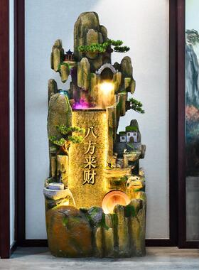 流水生财家居客厅办公室玄关阳台造景落地假山鱼池水幕墙源头工厂