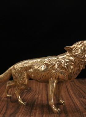 纯铜狼摆件大狼狗仿真狼狗大号家居客厅装饰品办公室工艺品摆设