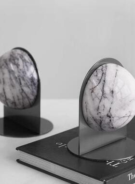 简间约现代大理石书档摆件样板书房办立公FNQ书桌书靠书夹装饰品