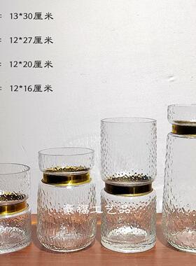 现代简约透明玻璃花瓶桌面插花摆件样板房装饰现代家居软装饰品