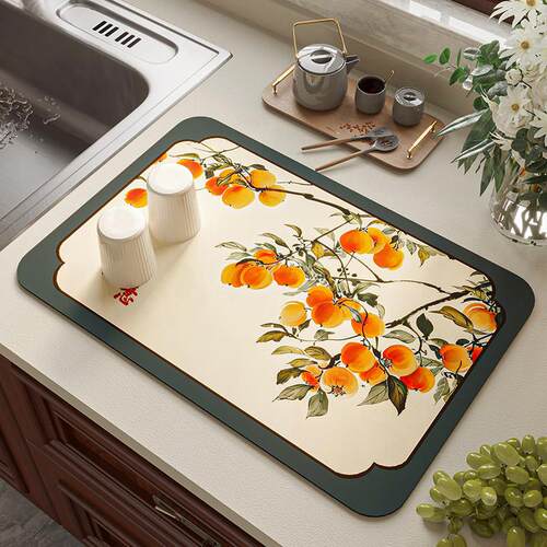 厨房台面矽藻泥沥水垫防滑隔热防烫吸水餐桌垫桌面杯垫茶吧台垫子 - 图0