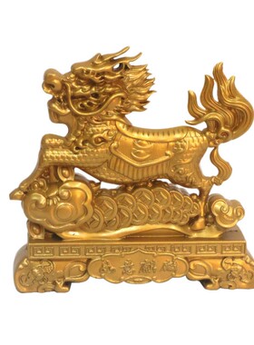 新款金属工艺品摆件合金如意麒麟金牛送福座椅财神有钱花转转金山