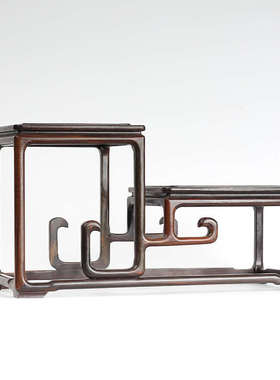 大红酸枝嵌云石长高低花架实木中式原木茶桌边几角几花瓶底座