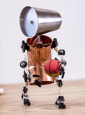 覆古蒸汽朋克金属铜摆饰创意礼物机械工业风纯手工桌面小夜灯篮球