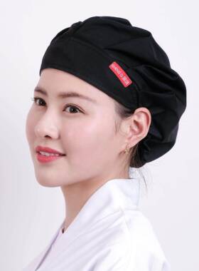 纯棉防油烟厨房烘焙帽子厨师可调节餐饮做饭炒菜女款工作专用头套