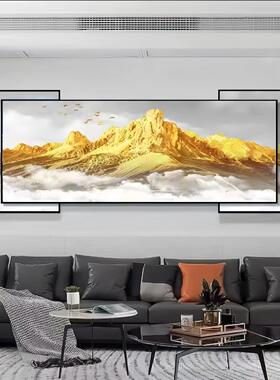 轻奢双层叠加装饰画客厅沙发背景墙挂画大气风景山水晶瓷镶钻壁画