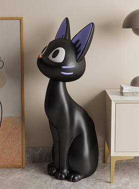 正品艺术黑猫咪客厅柜大型电视沙发旁边地装饰品搬家开送落礼物摆