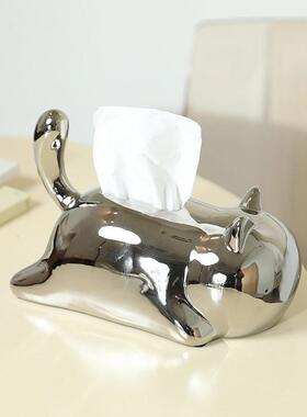 可爱创意猫咪陶瓷纸巾盒摆件家用纸抽盒客厅茶几桌面抽纸盒装饰品