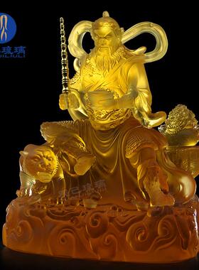 明古法琉璃武财神佛像摆件赵宅公招财镇居家室GRI内家佛堂供用奉