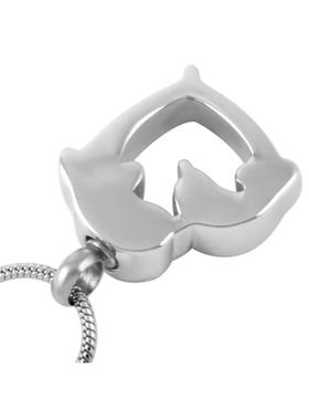 不锈钢镶钻双海豚嬉戏骨灰盒纪念饰品欧美可打开防水纪念吊坠配饰