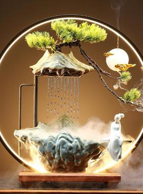 正品山新中式水办公件室高流器摆客厅喷泉景观加湿器乔迁招财开业