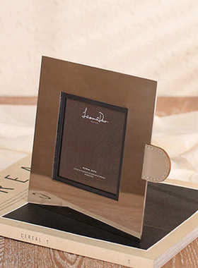 摆件现代轻高端装饰品书房不锈钢相框书桌床头柜奢书架创意办公桌