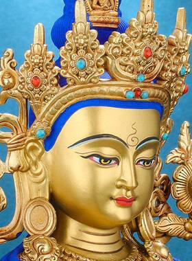 纯铜精工全鎏金彷尼泊尔藏传密宗观音菩萨饰品