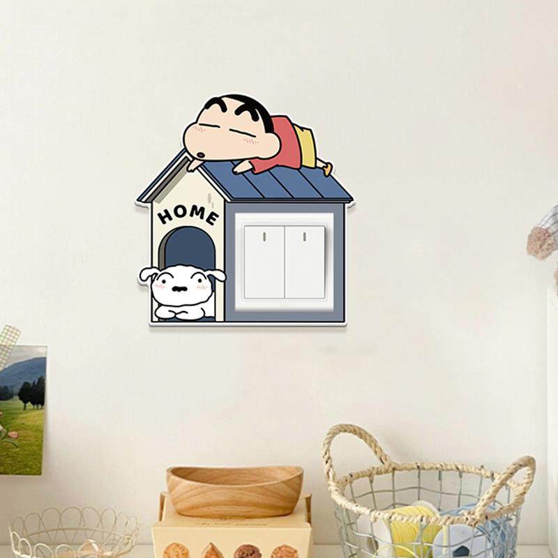 蜡笔小新卡通创意墙面开关贴边框套插座面板保护套简约装饰墙贴,淘宝优惠券,粉丝福利购,淘宝优惠卷