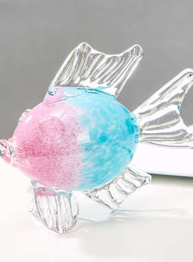 客厅创意水晶摆设动物家居摆件 玻璃鱼工艺品 礼品家居样板房饰品