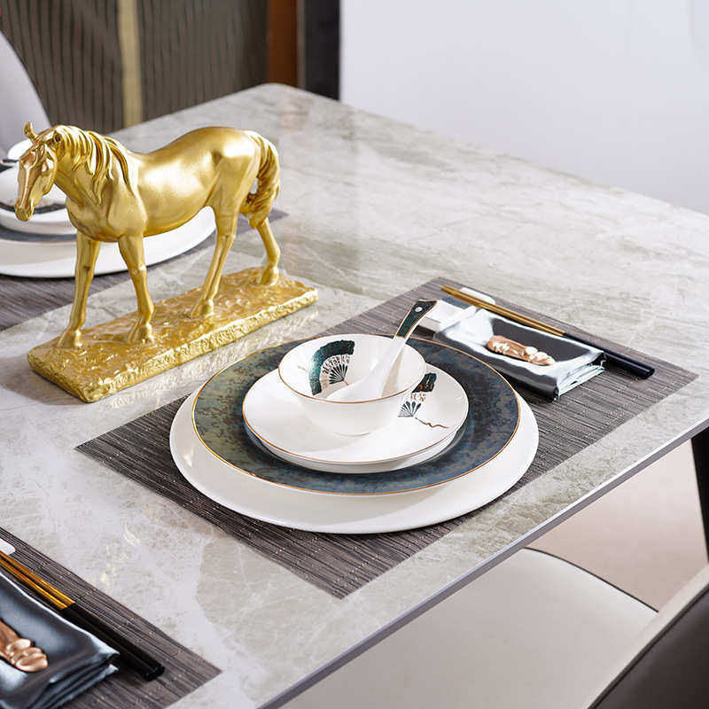 新中式样板房间餐桌摆台餐盘软装饰品家居陶瓷餐具套装复古餐桌厅,淘宝优惠券,粉丝福利购,淘宝优惠卷