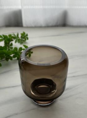 美誉新款轻奢简约咖色风灯玻璃花瓶客厅阳台餐桌花器软装饰品摆件