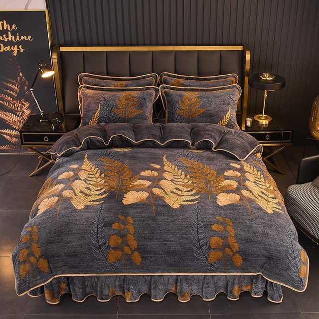 8.5 catties thickened milk velvet bed four-piece set coral velvet plus velvet warm quilt cover cover flannel sheet winter style