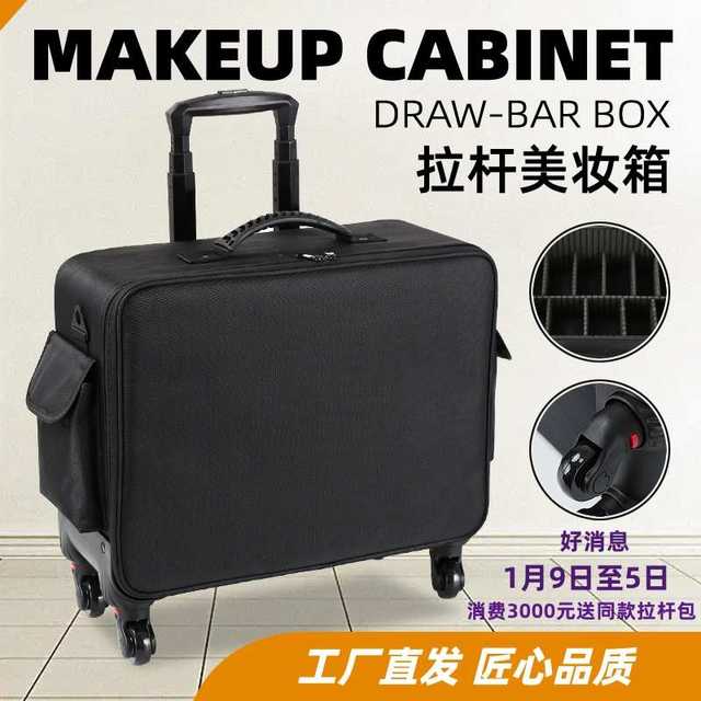 Makeup and nail art special luggage and bag pattern trolley large capacity embroidery and suitcase makeup professional storage
