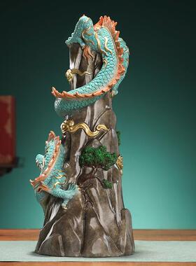 黄铜华夏神龙摆件盛世祥龙玄关酒柜公司前台中式装饰品摆设龙年礼