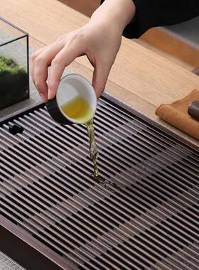 竹制长方形家用茶盘现代简约排储水小型干泡小茶台办公室茶具托盘