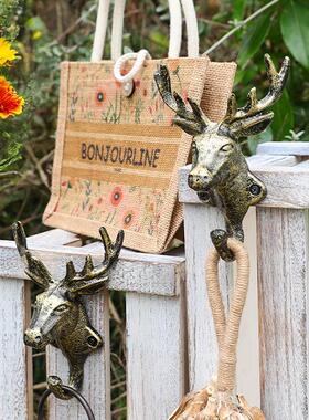 新款直销欧式复古铸铁鹿头挂钩壁挂试衣间墙面家居门后装饰钥匙钩