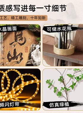 新中式玄关装饰画迎客松轻奢高级感入户正对门挂画灯画迎门墙壁画