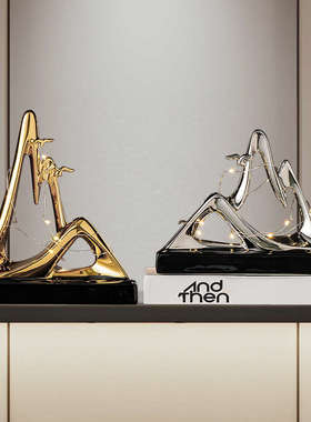 轻奢高档金山银山摆件家居客厅酒柜办公室餐边柜装饰品高级感小众