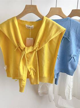 Women'S Solid Color Bow Decor Shawl, Casual Soft, Fashion