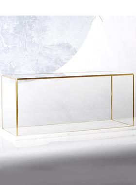 新中式板房间软装饰品方形透明玻璃展示柜罩子保护防尘博古架摆件