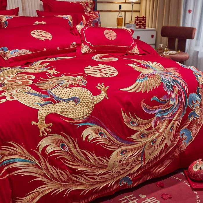 件套房长绒棉龙凤件套床高档10刺绣品全四大红色棉婚结婚陪嫁婚庆,淘宝优惠券,粉丝福利购,淘宝优惠卷