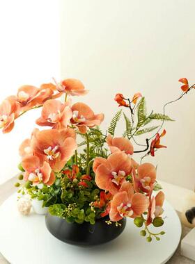 蝴蝶兰彷真花新中式古典假花绿植盆栽客厅餐桌书房玄关装饰摆件设