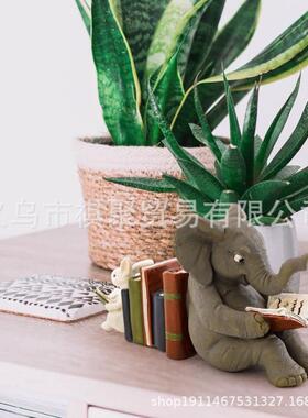 和装兔子起一读书SZ52301花园子兔树脂工艺品摆件家居装饰花园饰