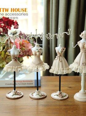 田园公主铁艺可旋转耳环饰 首饰展示架 项炼珠宝挂化妆台家饰摆件