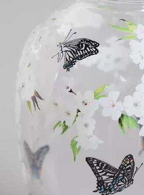 不止收纳  威尼斯藏品“白樱系列”珐琅釉玻璃花瓶摆件客厅插花