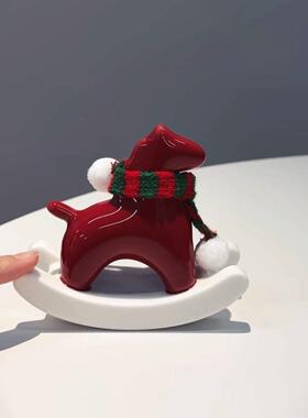 红色小马摆件马年吉祥物本命年桌面装饰品高档精致茶宠陶瓷工艺品