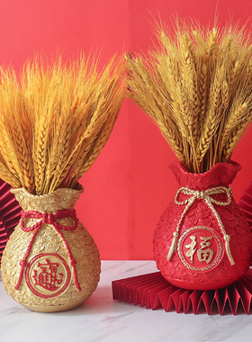 装饰品乔迁福袋树脂花瓶装饰摆件