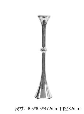 现代轻奢极简几何烛台摆件四件套树脂电镀不规则样板房餐厅陈列