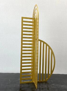 简约现奢玄代金属轻网屏风摆件样板间售楼格处客厅k0615关窒内软