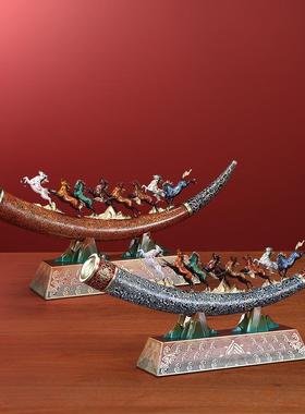 正品全大古漆八骏马彷真象铜牙摆件家居书玄关办公室桌面博架柜装