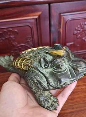 纯铜金蟾青铜招财旺财摆件风水用品金蝉仿古玩金钱蛙青蛙三脚蟾蜍
