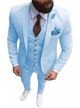 Men's 3 Piece Slim Fit One Button Formal Business Men Suit