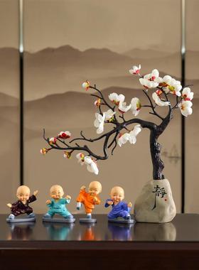 新中式腊梅四不和尚客厅玄关酒柜博古架装饰品创意办公室桌面摆件