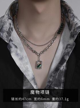 王嘉尔同款钛钢小众嘻哈圆环拼接锁骨链男个性潮流朋克百搭项链女