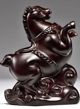 实木唐马件黑木檀雕马工艺轻品奢客厅装摆饰品桌面摆设tq-1001生