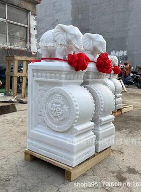 石雕门墩一对汉白玉门墩石鼓新中式庭院门口装饰摆件仿古抱鼓石