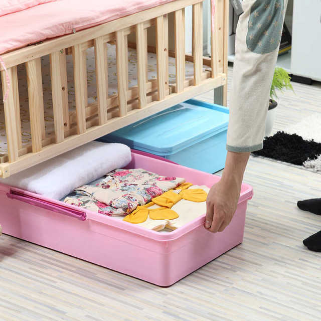 Under-bed box with cover pulley living room and bedroom storage box large plastic storage box sorting box