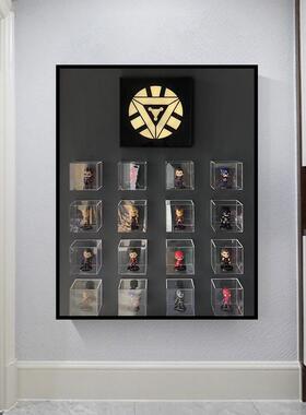 简约客厅玄关实物画十六宫格亚克力公仔壁饰酒店样板间挂画置装画